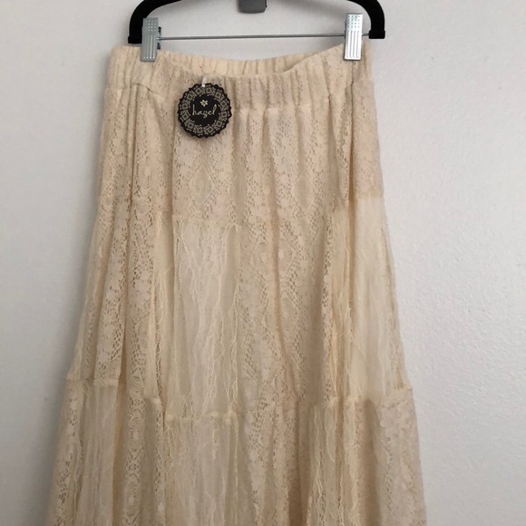 Hazel NWT BOHO Ivory Maxi Lace Skirt - Picture 2 of 4